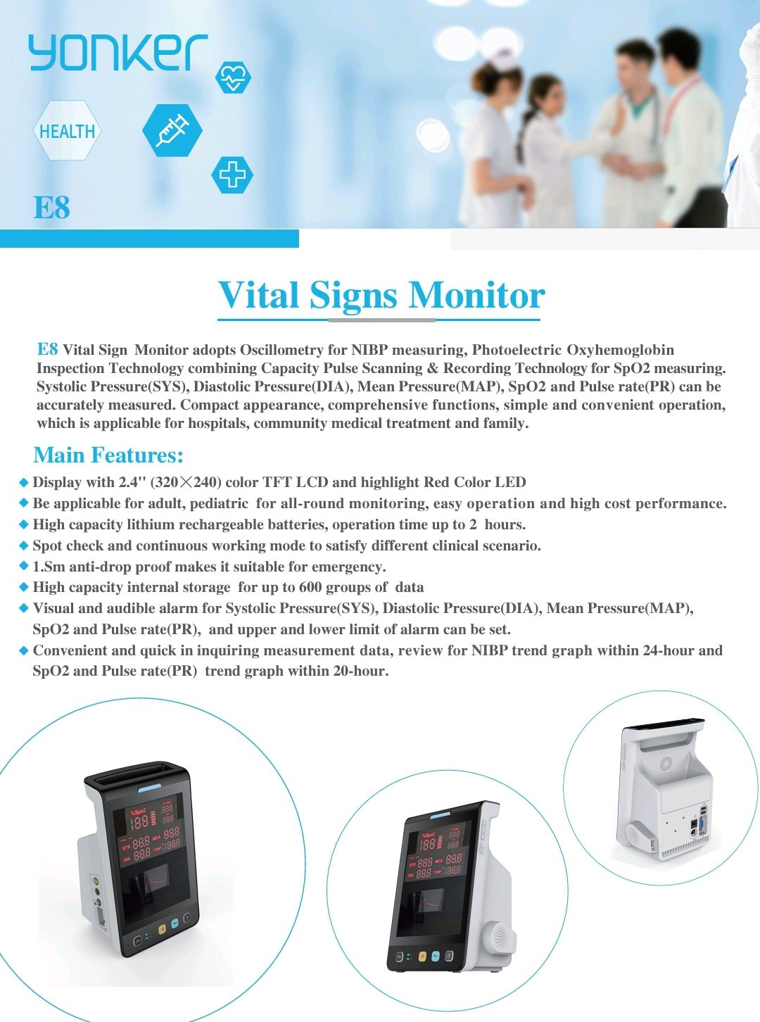 Vital Signs Monitor - E8 Patient Monitor
